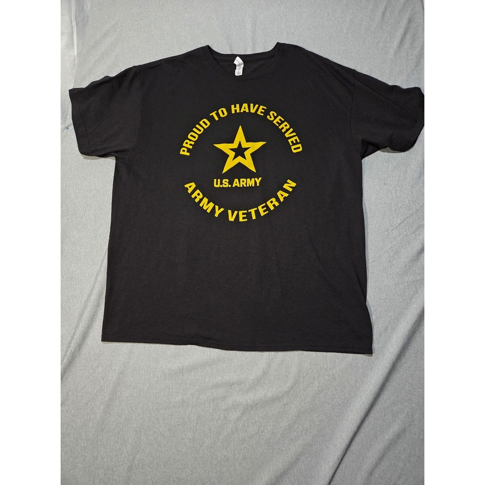 Delta Pro Spun US Army Veteran T-Shirt Black Yellow Graphic Mens XL Proud Served
